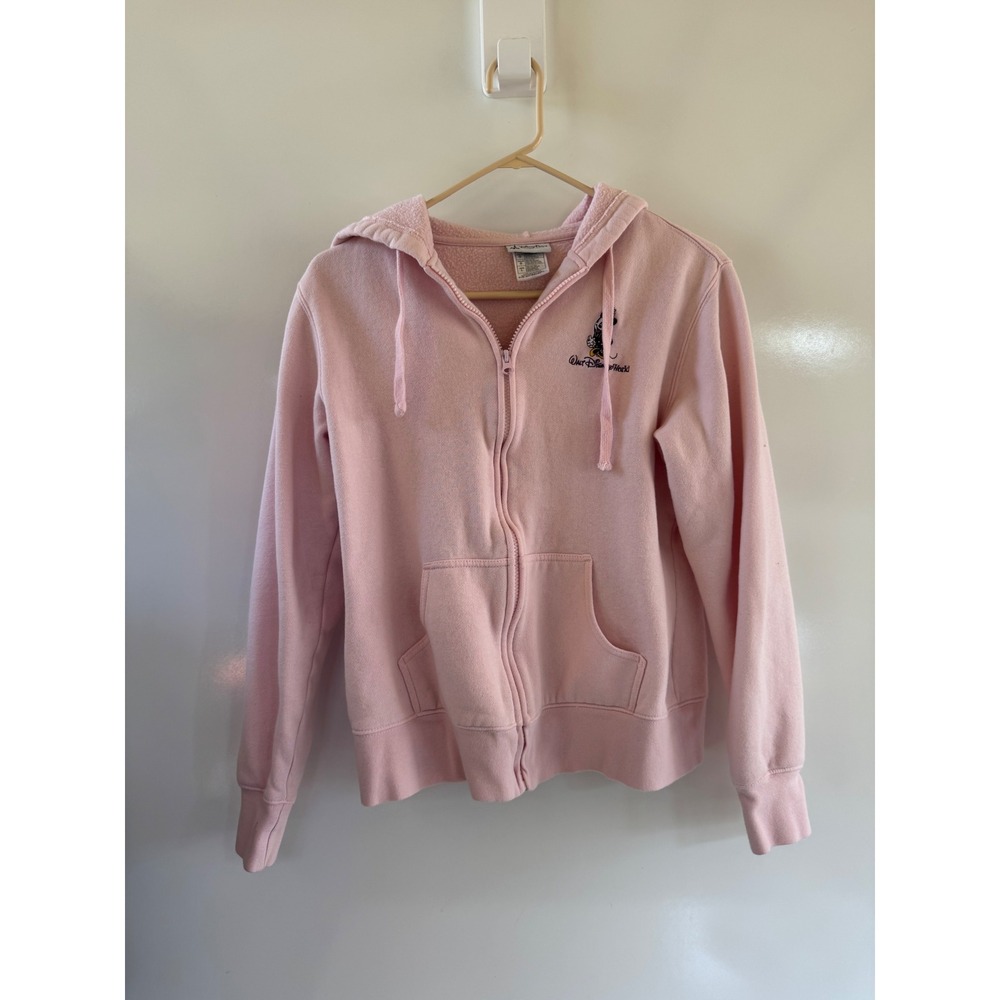 Disney Parks Minnie Mouse Walt Disney World Pink Full Zip Hoodie Sweatshirt L